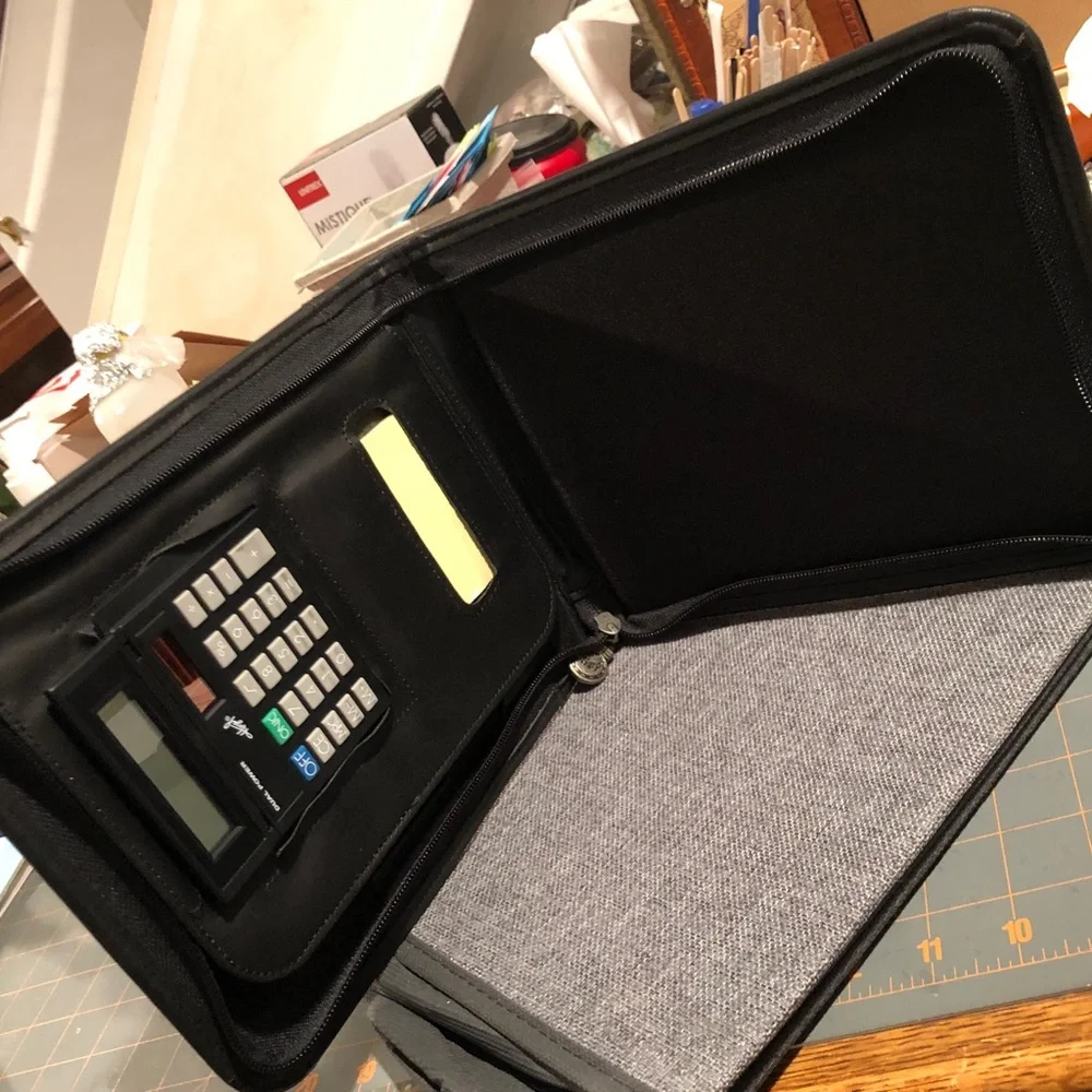 Sun Microsystems genuine leather professional zip portfolio